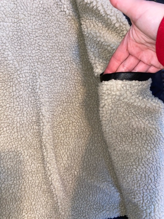 Levi's Dark Brown Faux Leather Bomber Jacket with Cream Sherpa Collar - Picture 6 of 10